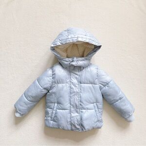 Baby Gap Light Blue Sherpa Lined Cold Control Puffer Jacket 2T Winter Coat Cozy